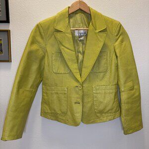 Vintage chartreuse Spiegel leather blazer size 4